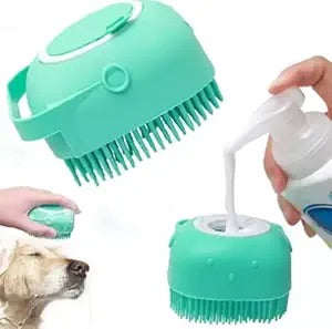 Silicone Dog & Cat Bath Brush and Shampoo Dispenser.