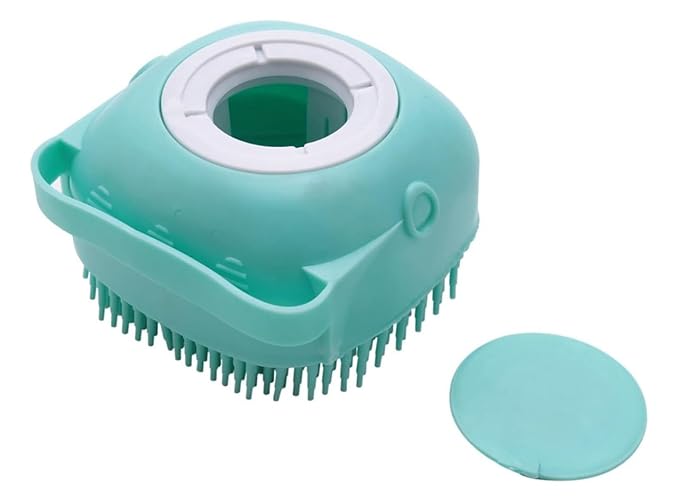 Silicone Dog & Cat Bath Brush and Shampoo Dispenser.