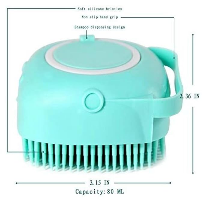 Silicone Dog & Cat Bath Brush and Shampoo Dispenser.