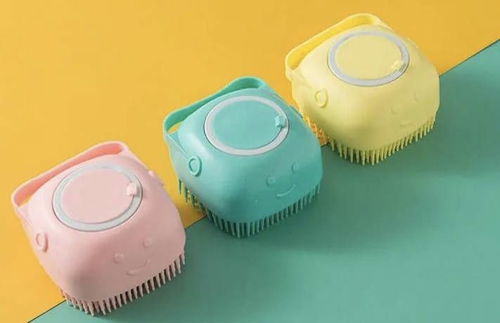 Silicone Dog & Cat Bath Brush and Shampoo Dispenser.