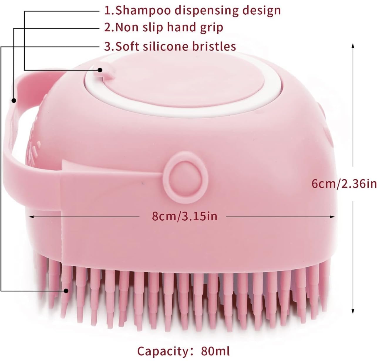 Silicone Dog & Cat Bath Brush and Shampoo Dispenser.