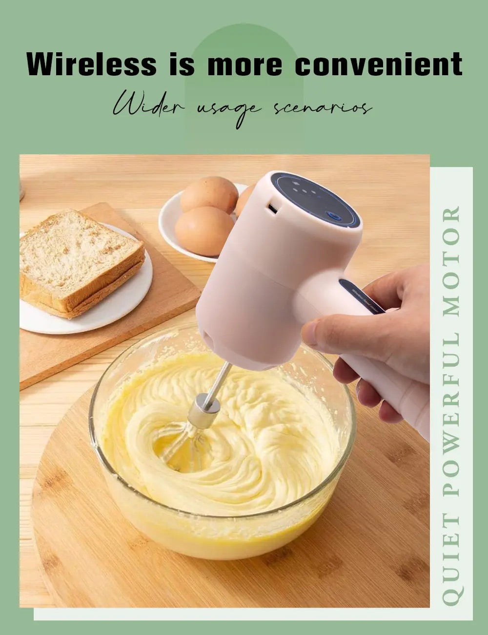 Rechargeable Electric Egg Beater Whisk – Stainless Steel Mini Kitchen Mixer
