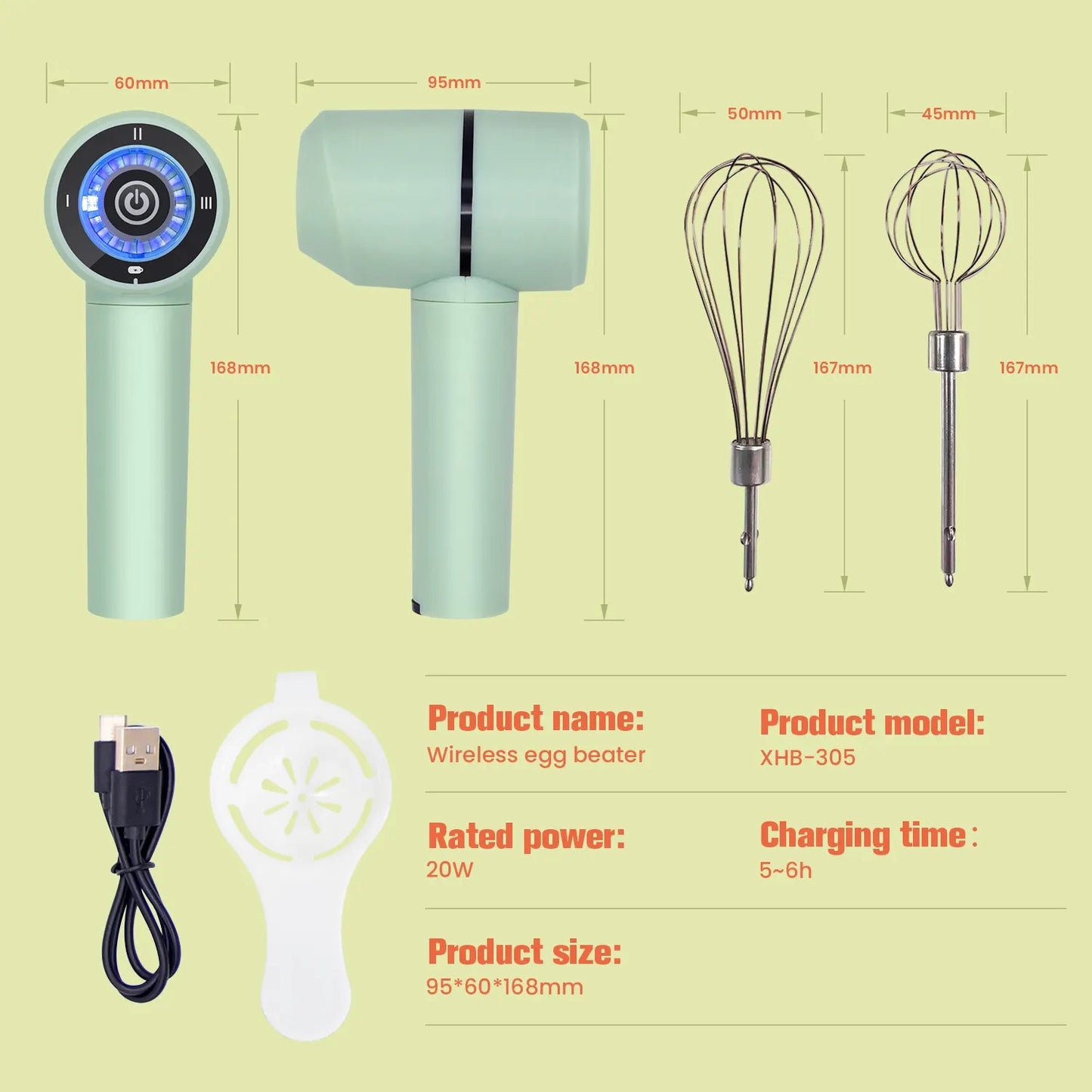 Rechargeable Electric Egg Beater Whisk – Stainless Steel Mini Kitchen Mixer