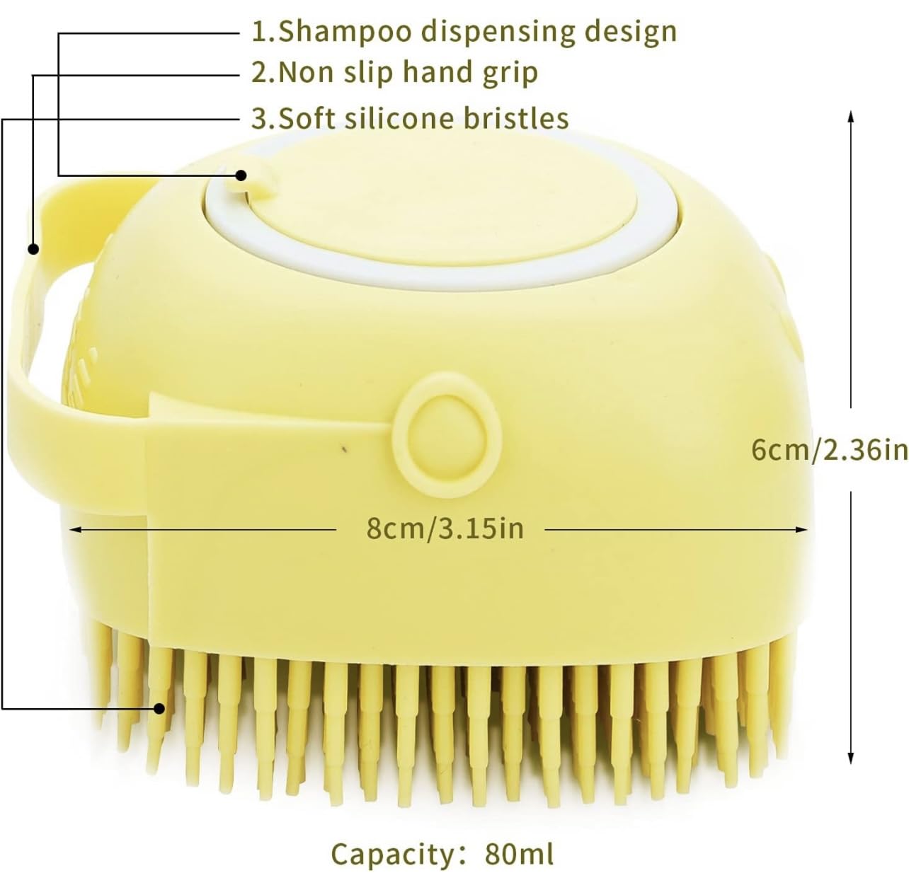 Silicone Dog & Cat Bath Brush and Shampoo Dispenser.